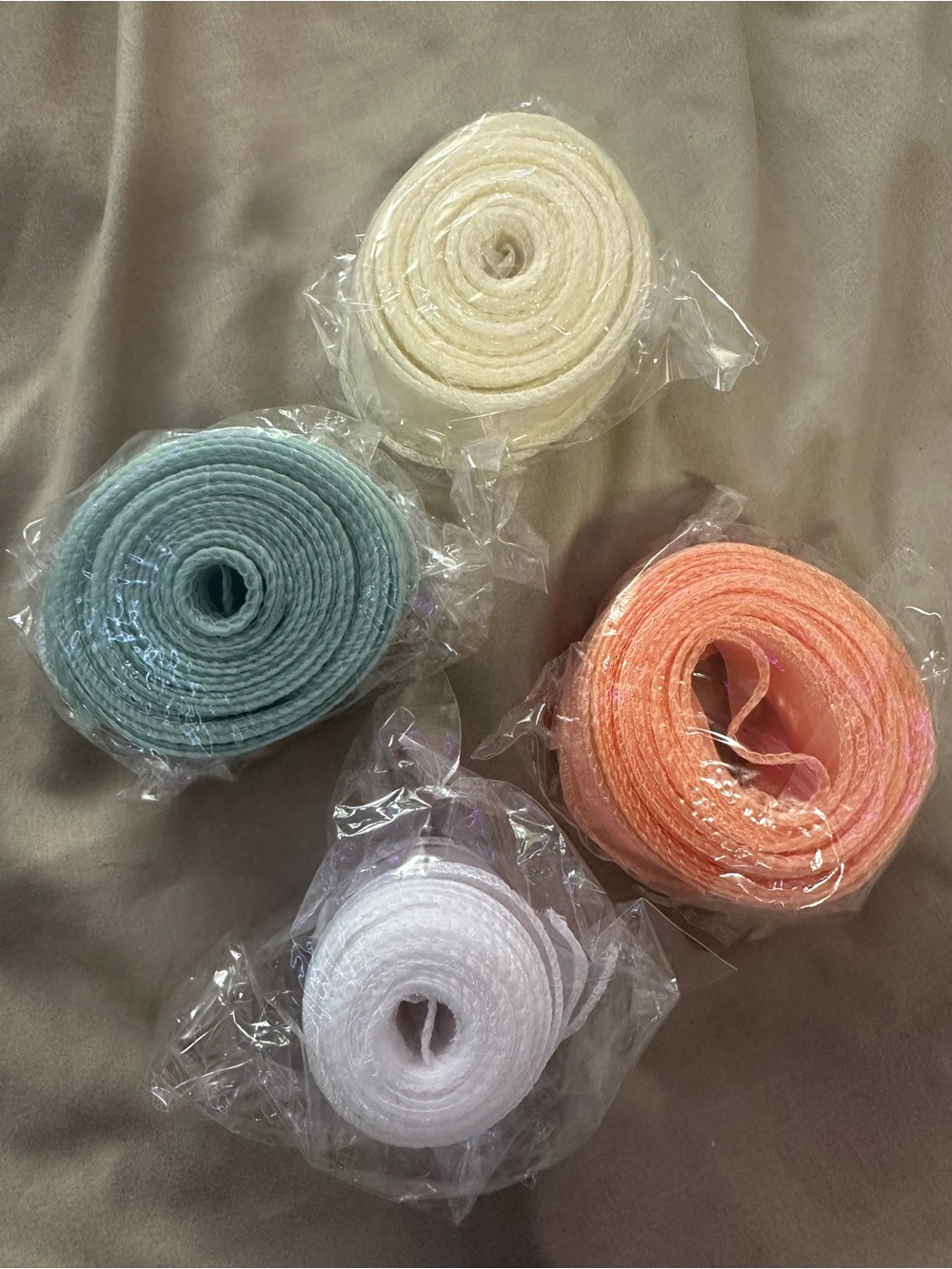Neutral & Pastel Decorative Ribbon Organza Bundle - Cream, Sage, Peach, White